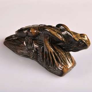 K3968 Carved golden tiger eye lizard figurine  