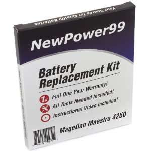  Battery Replacement Kit for Magellan Maestro 4250 with 