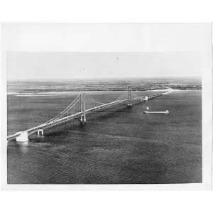 Mackinac Bridge,Straits,Northern Michigan,1958,ship