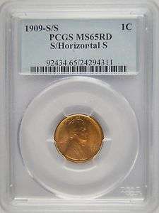   Lincoln Wheat Cent 1C S/ Horizontal S PCGS MS65 MS 65 RED US Coin