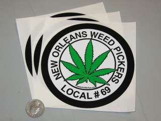 NEW ORLEANS LA WEED marajuana leaf design DECAL 3 PACK  