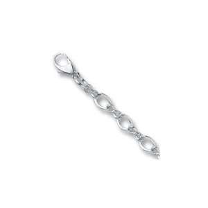  Figaro Heart Charm Bracelet in Sterling Silver: Jewelry