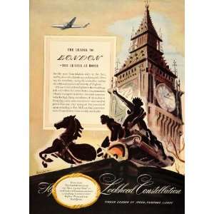 1946 Ad Lockheed Constellation Noel Quinn Big Ben   Original Print Ad