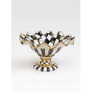  MacKenzie Childs Courtly Check Ceramic Compote: Kitchen 