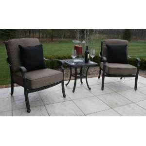   Cast Aluminum Patio Furniture Deep Seating Chat Set With Club Chairs