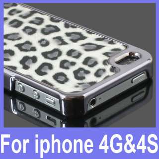 Luxury Chrome Leopard Hard Back Case Cover Skin for Apple iPhone 4S 4 