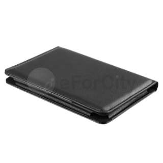 Black Plain Folio Leather Case Cover For  Kindle Touch  