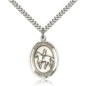  Sterling Silver St. Kateri / Equestrian Pendant: Jewelry