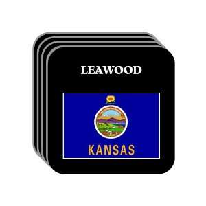 US State Flag   LEAWOOD, Kansas (KS) Set of 4 Mini Mousepad Coasters