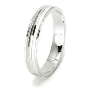   Faceted Diamond Cut 925 Sterling Silver Wedding Band Ring, 11: Jewelry