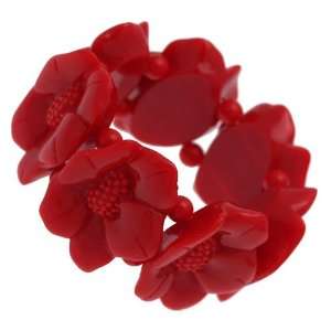  Lanica Red Flower Elasticated Bracelet Jewelry