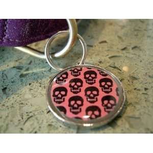  Pet Id Tag   Red and Black Skull 
