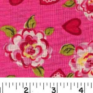  45 Wide FLORAL AMOUR   PINK Fabric By The Yard: Arts 