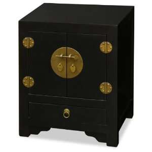  Ming Style Nightstand Cabinet   Black