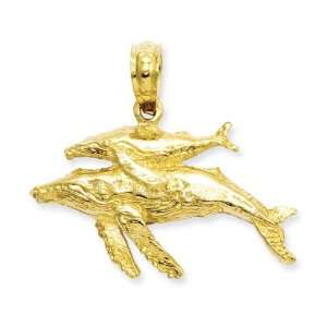  14k Gold Mother and Baby Humpback Whale Pendant 1.32 gr. Jewelry