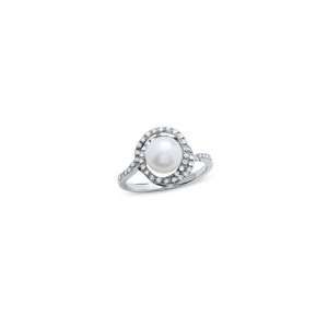 ZALES Cultured Freshwater Pearl Orbit Ring with Diamond Accents in 14K 