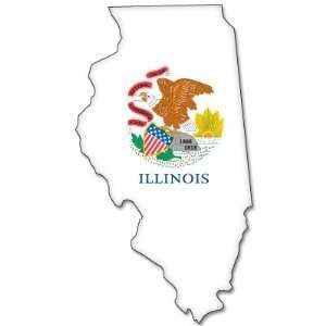  Illinois State Map Flag bumper sticker decal 3 x 5 