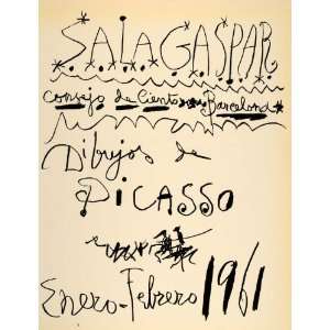   Picasso Sala Gaspar Barcelona 1961 Drawings   Original Print Home