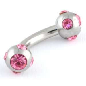   14g 5/16, 5 Stone Balls: 4mm, Pink: Inc. Halftone Bodyworks: Jewelry
