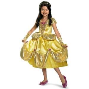   Girls Deluxe Shimmer Disney Belle Costume Size Medium: Office Products