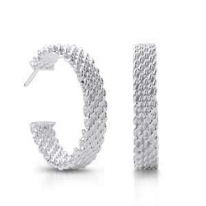   Style Sterling Silver Mesh Hoop Earrings: Overstock Silver: Jewelry