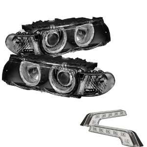 Carpart4u BMW E38 7 Series Black Projector Headlights W/ Corner Lights 