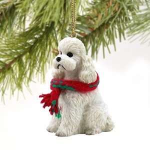  Poodle Sportcut Miniature Dog Ornament   White