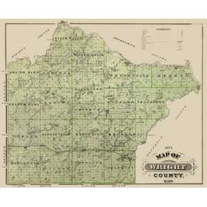    WRIGHT COUNTY MINNESOTA (MN) LANDOWNER MAP 1874