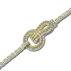   Silver Cubic Zirconia Fold Over Bar Bracelet Puresplash Jewelry