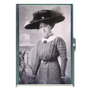 1908 Young Pretty Lady in Hat ID Holder, Cigarette Case or 