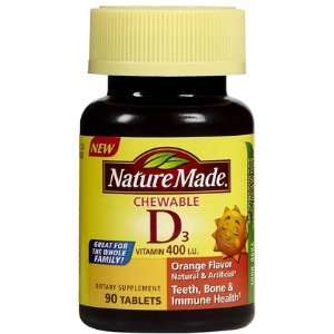  Nature Made Vitamin D 400 IU Chewables Orange, 90 ct (Pack 
