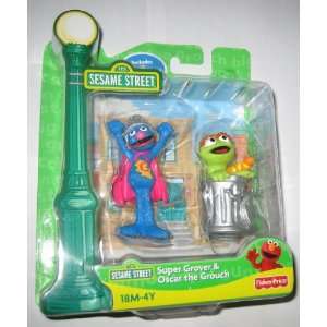  Sesame Street Fisher Price Super Grover & Oscar Figure Set 