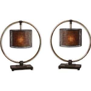  Contemporary SUSPENDED SHADE Table Lamp PAIR Set: Kitchen 