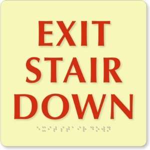  Exit Stair Down TactileTouch Glow Sign, 8 x 8 Office 