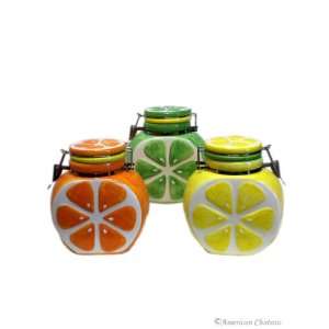   : 3pc Citrus Fruit Colorful Kitchen Canister Set Jars: Home & Kitchen