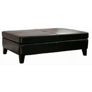  Black Full Leather Ottoman by Wholesale Interiors