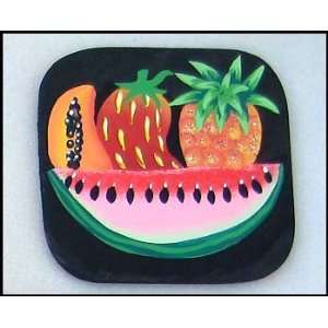 Hand Painted Tropical Fruit Drink Coasters   Handcrafted by Haitian 