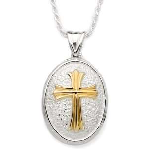  Oval Spanish Cross W/Gold Accent Urn Pendant
