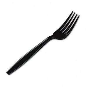  Plastic Cutlery, Heavyweight Forks, Black, 1000/Carton 
