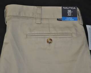 Nautica Clipper Flat Front Mens Wrinkle Resistant Pants Khaki Size 