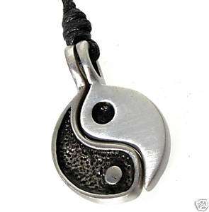 54A Silver PEWTER Chinese YIN YANG 2Pc PENDANT Necklace  