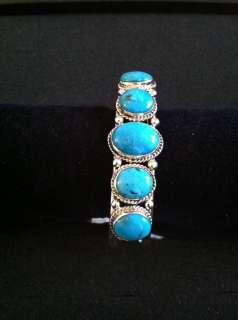 Navajo Handmade 5 Stone Turquoise Bracelet  Size large 8  