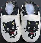 soft sole leather baby shoe black cat white 12 18m S  