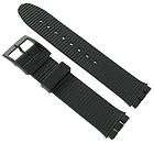   PVC Stripe Relief Black Flexible Replacement Watch Band for Swatch