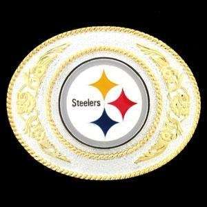 Pittsburgh Steelers   Gold and Silver Toned NFL Logo Buckle  