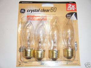12 New GE Crystal Clear 60W 60 Watt Bent Tip Light Bulb  