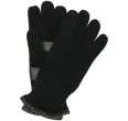 portolano black cashmere leather trim gloves