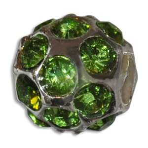 August Silver Ball with Peridot Color Crystals European 