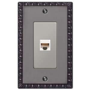  Egg and Dart Antique Pewter   1 Data Jack Wallplate