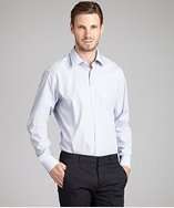 Prada blue pinstripe cotton point collar dress shirt style# 319403201